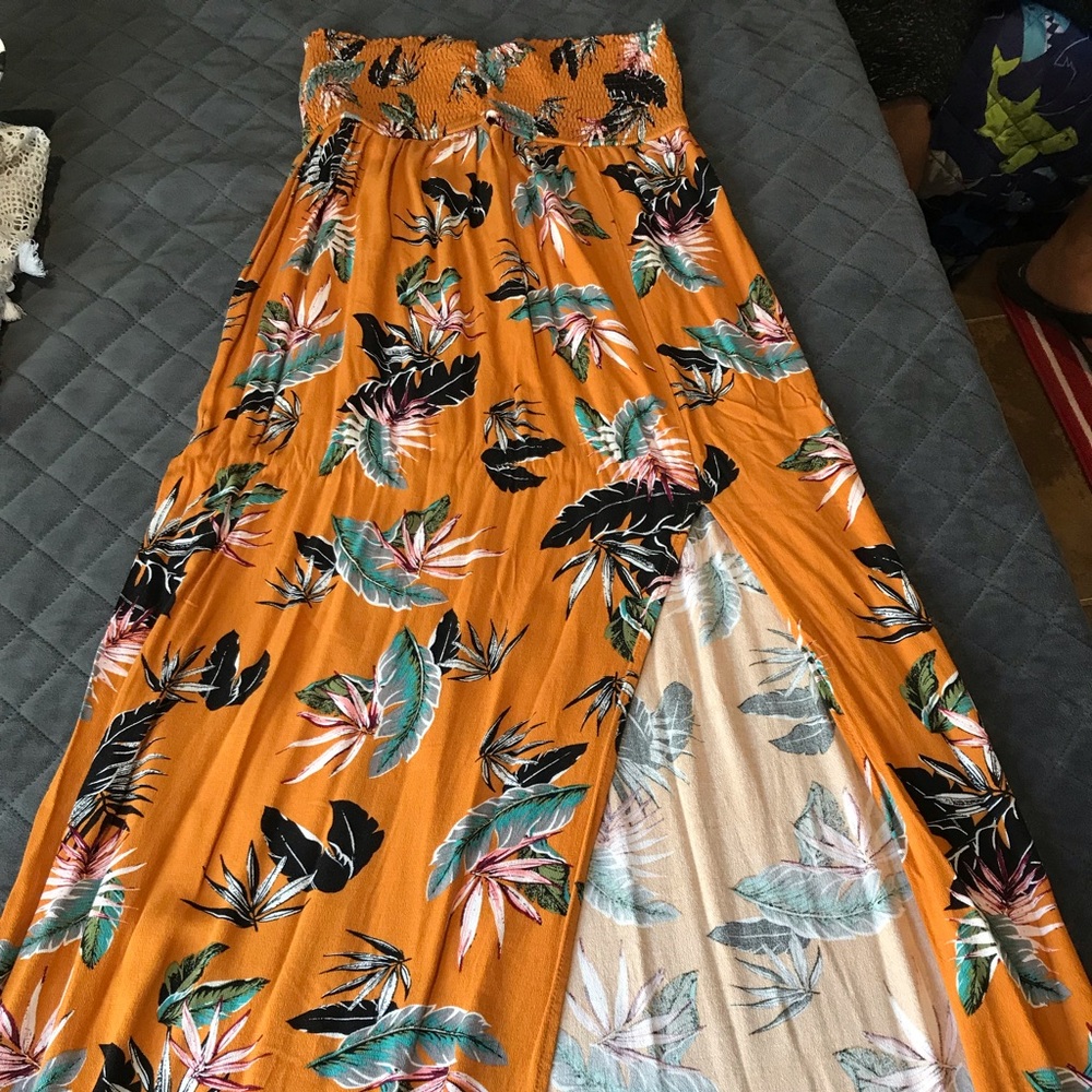 Flowery Long Brown Dress